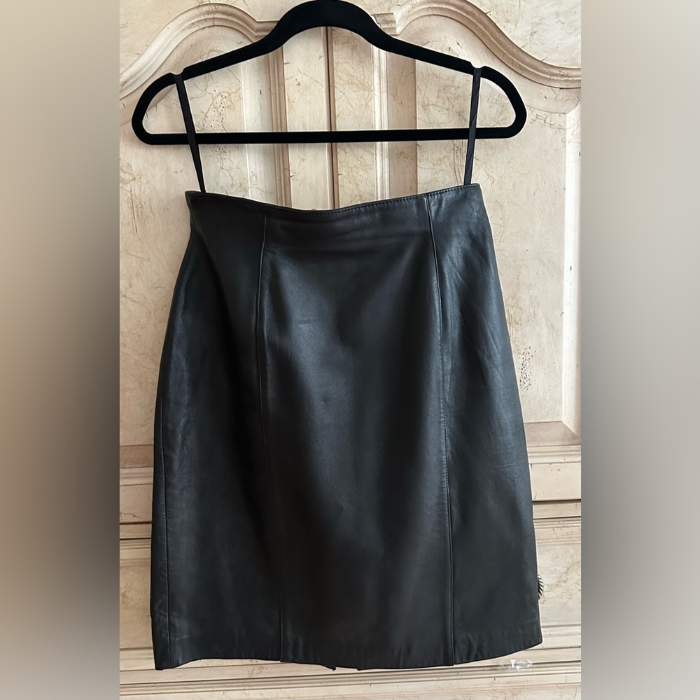 Black Leather Pencil Skirt Size 10